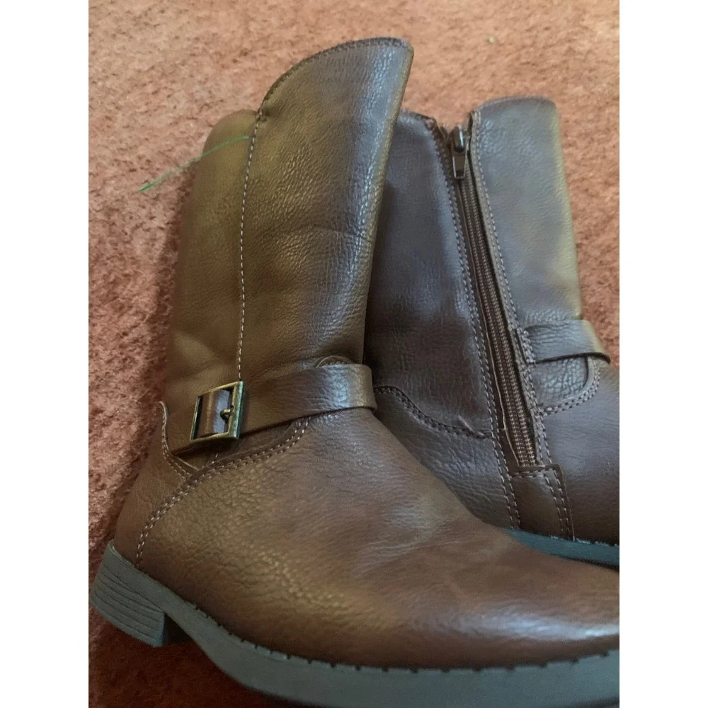 OshKosh Bgosh Lumi Brown Faux Leather Tall Buckle Boots Kids Size 12M OF20S08B